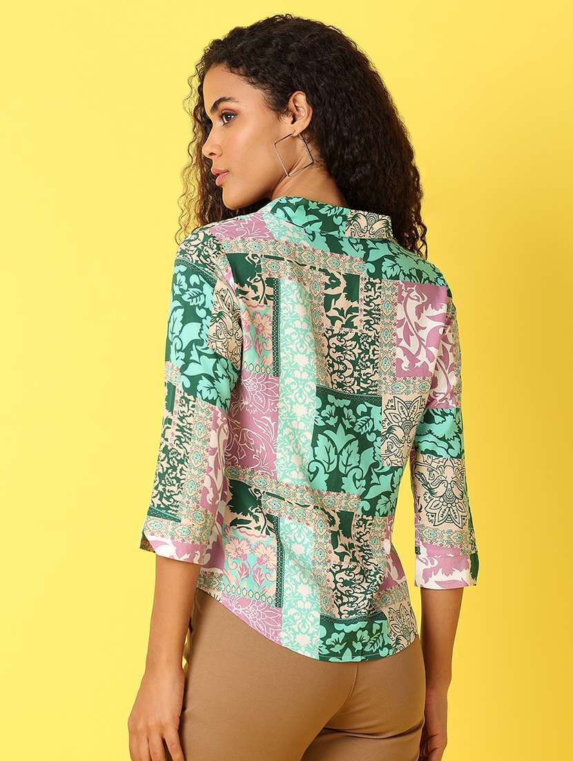 women printed three quarter sleeves shirt - 21374770 - Standard Image - 3