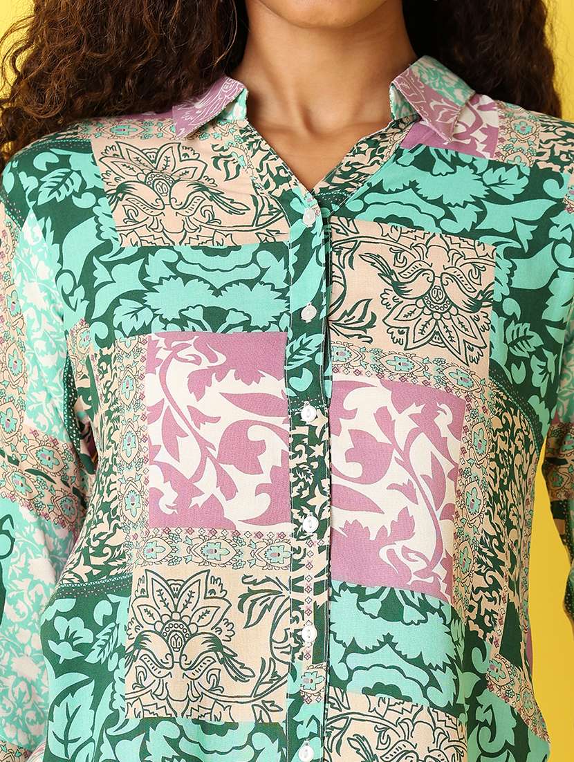 women printed three quarter sleeves shirt - 21374770 - Standard Image - 5