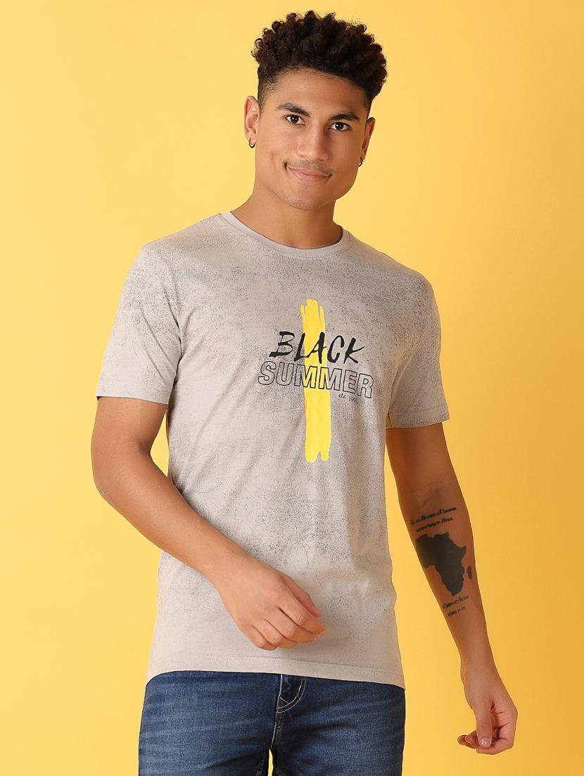 men front print short sleeve t-shirt