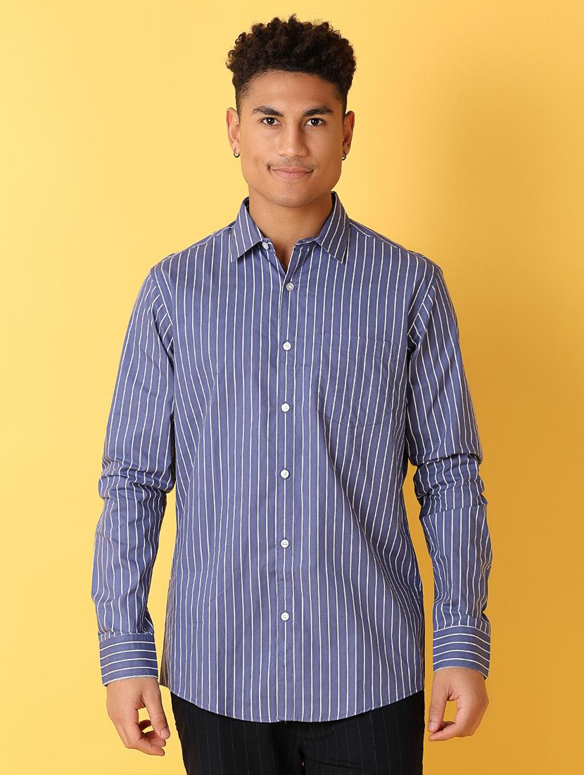 men long sleeved striped casual shirt