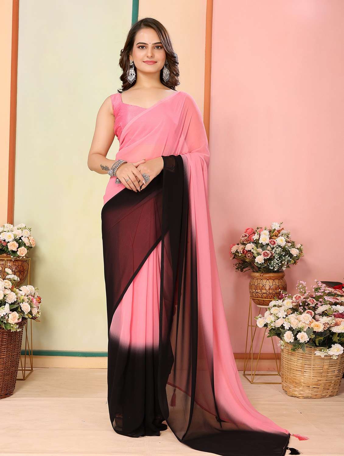women ombre ready to wear saree with blouse - 21374850 - Zoom Image - 0