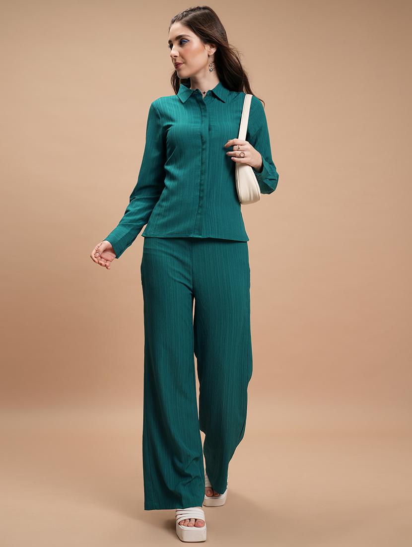 women solid shirt and trouser co-ord set - 21374906 -  Zoom Image - 0