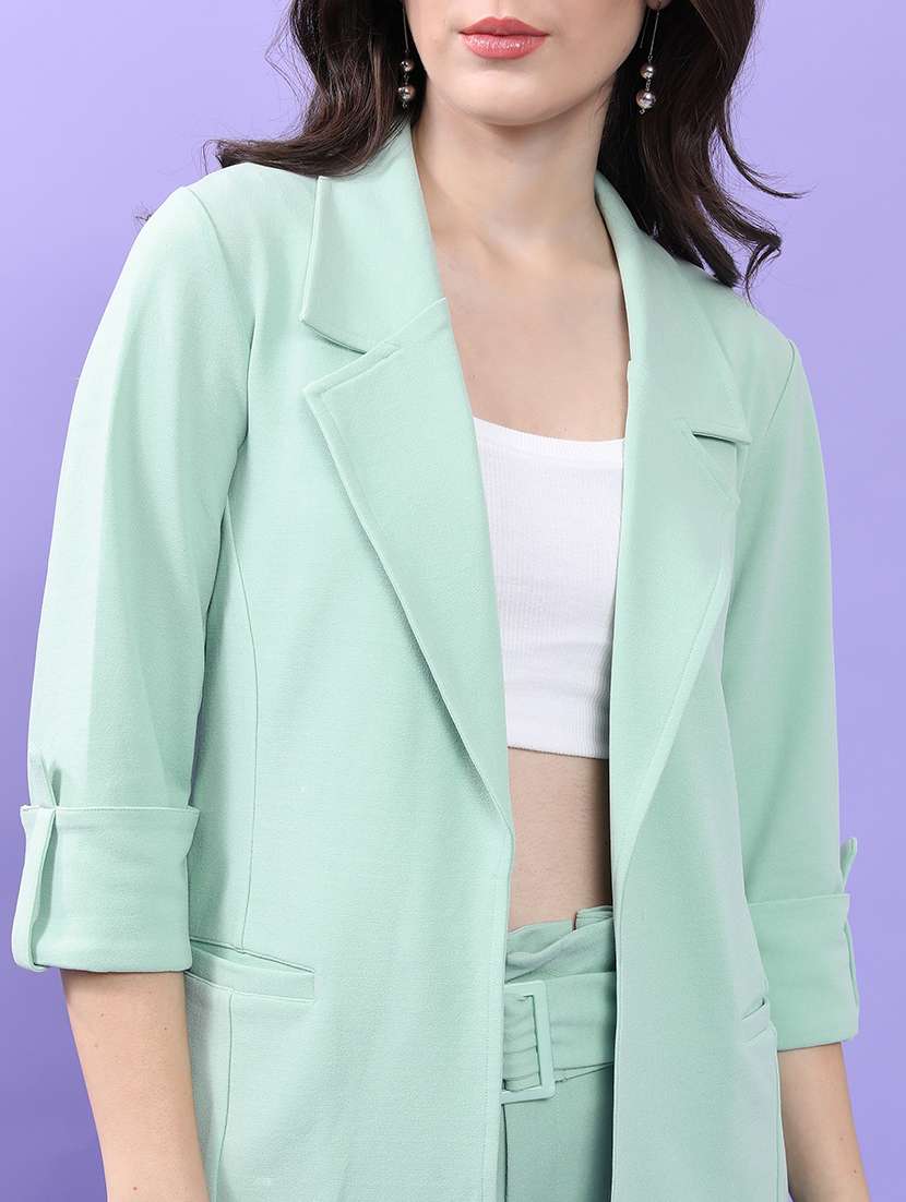 women solid blazer and trouser co-ord set - 21374921 -  Standard Image - 5