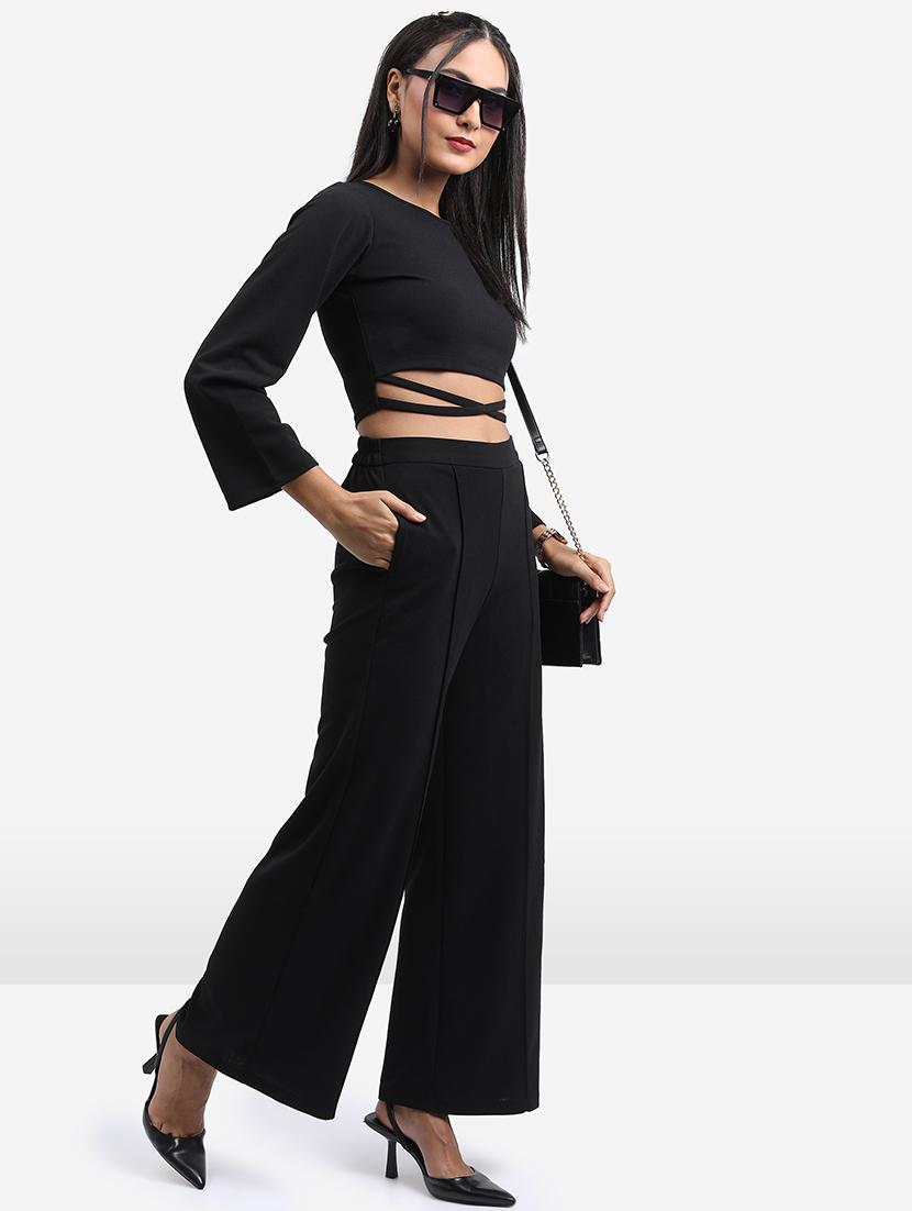 women solid top and trouser co-ord set - 21374939 - Standard Image - 3
