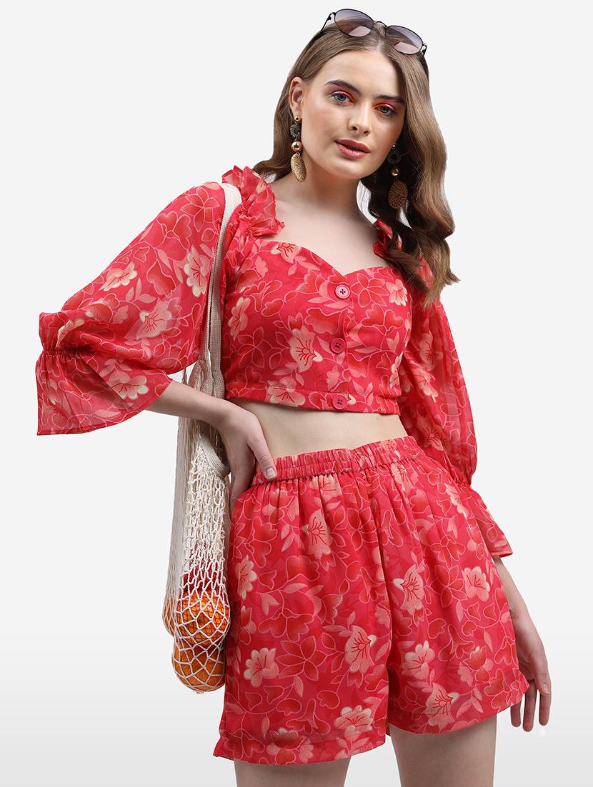 women printed top and skirt co-ord set - 21374945 - Zoom Image - 0