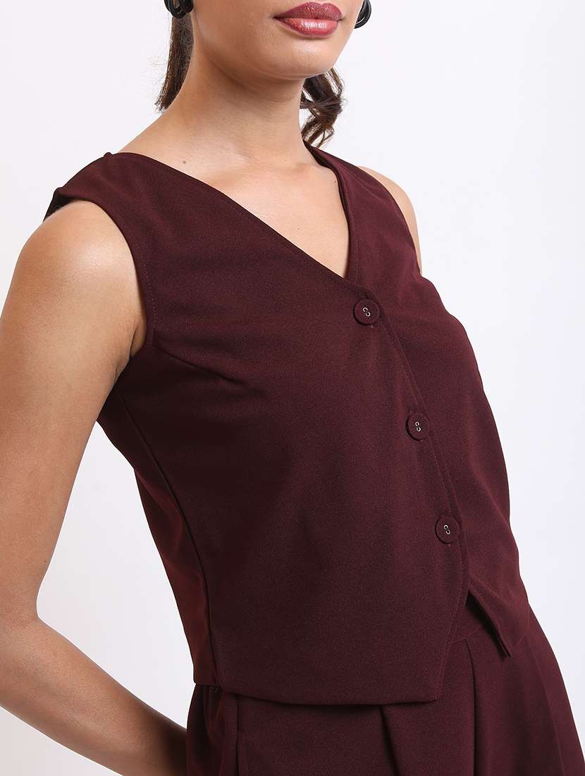 women solid top and trouser co-ord set - 21374965 -  Standard Image - 5