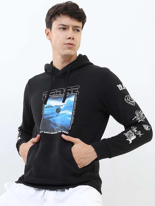 men front print hooded sweatshirt - 21374992 -  Standard Image - 0