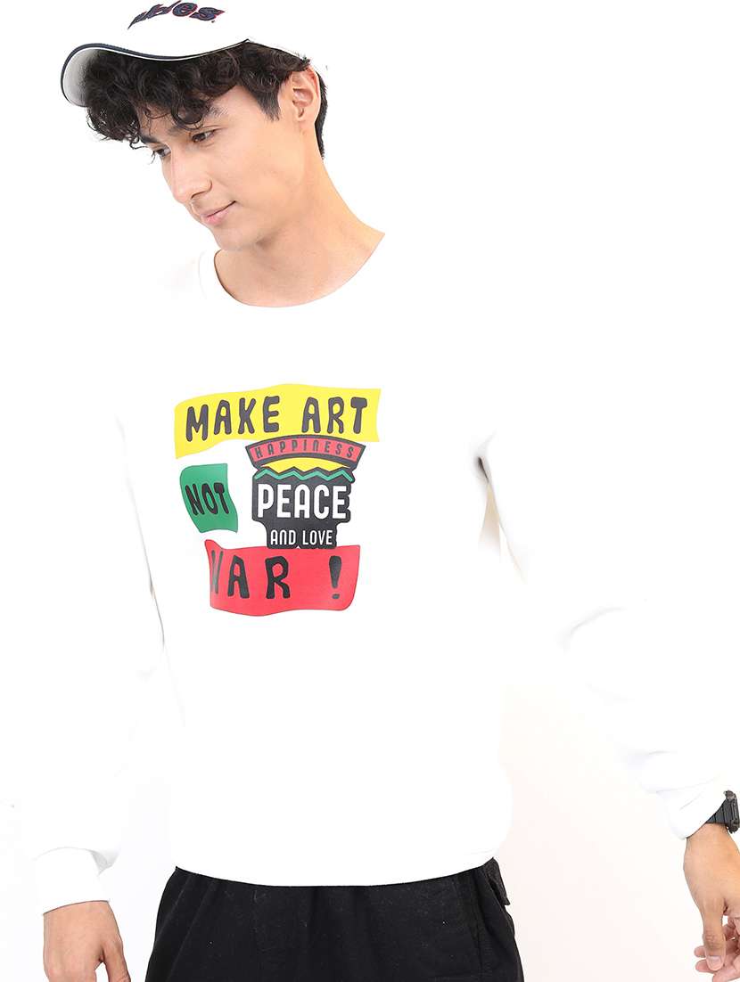 men front print round neck sweatshirt