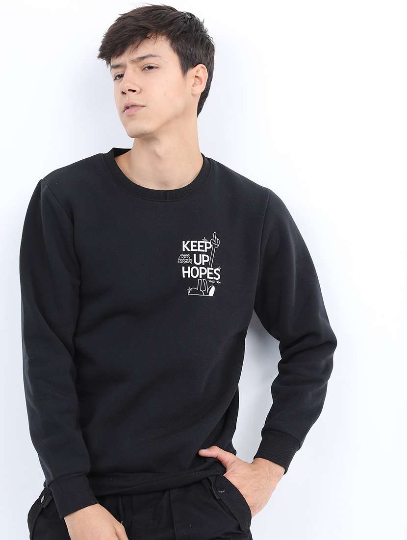 men back print round neck sweatshirt