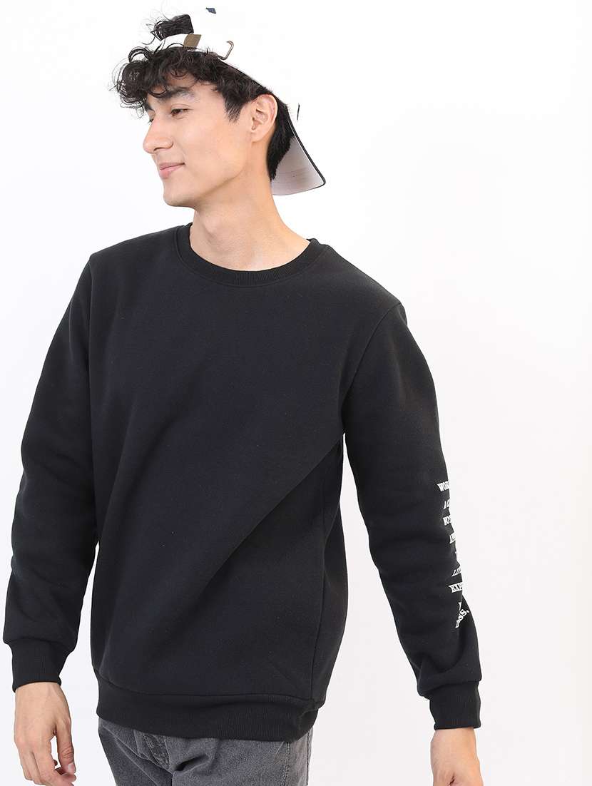 men back print round neck sweatshirt