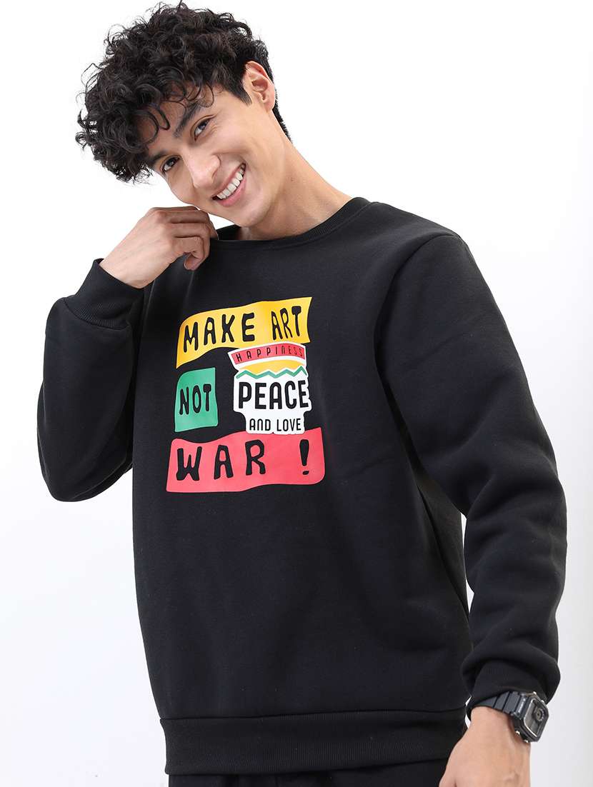 men front print round neck sweatshirt - 21375002 -  Zoom Image - 0