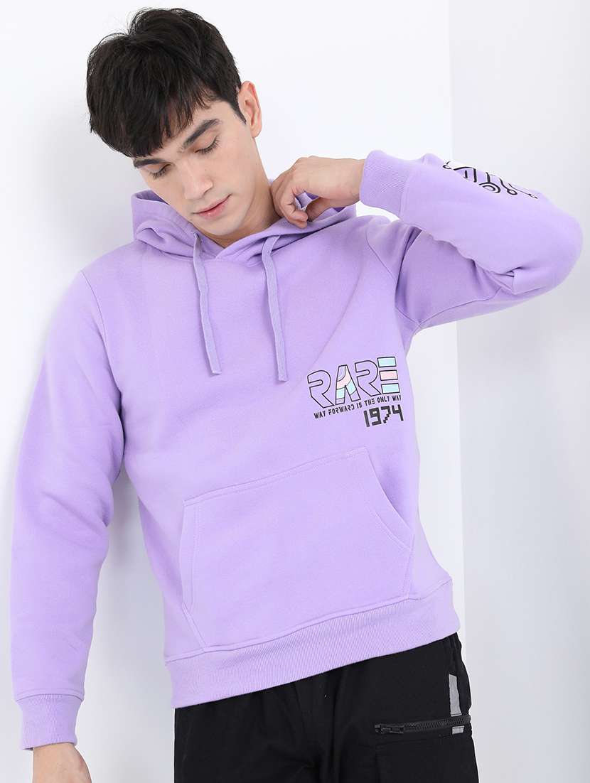 men back print hooded sweatshirt