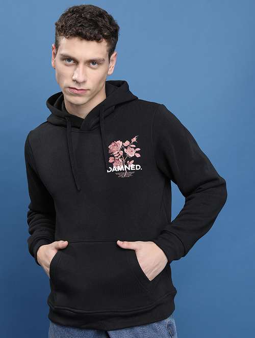 men chest print hooded sweatshirt - 21375005 -  Standard Image - 0