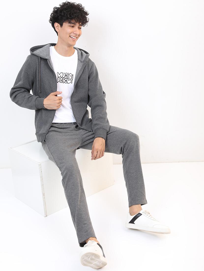 men solid hooded zipper sweatshirt - 21375010 - Standard Image - 3