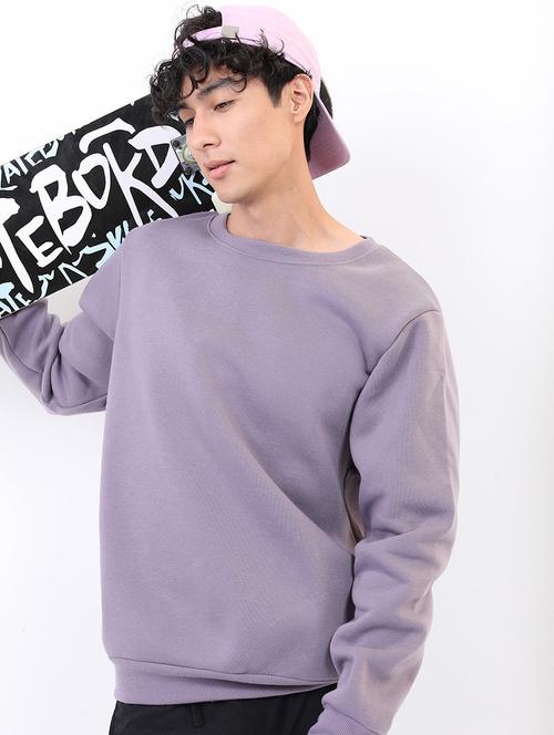 men solid round neck pullover sweatshirt - 21375022 -  Standard Image - 0