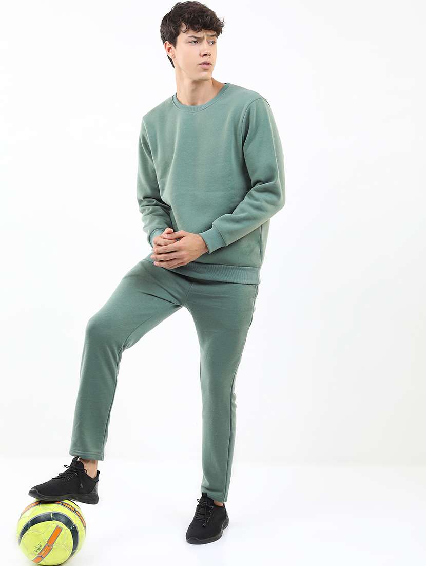 men solid round neck pullover sweatshirt - 21375023 - Standard Image - 3