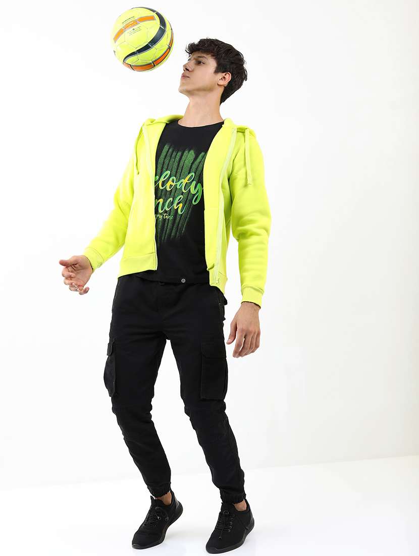 men solid hooded zipper sweatshirt - 21375028 - Standard Image - 3