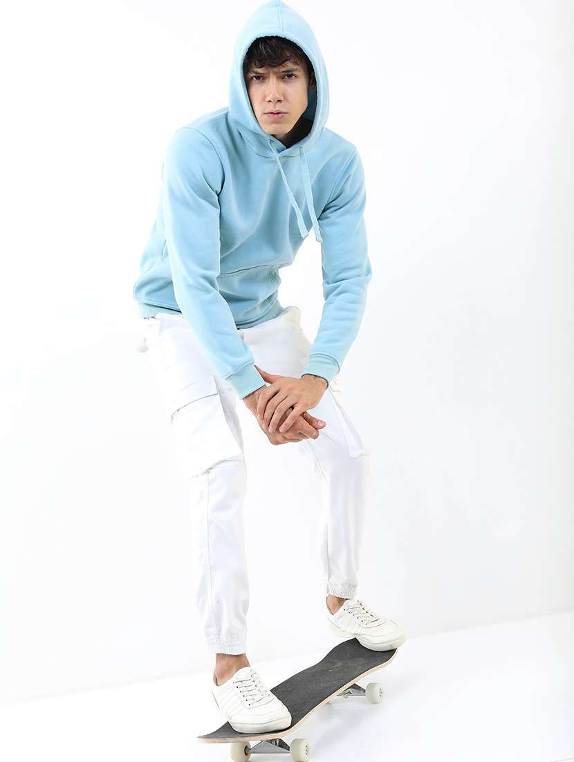 men solid hooded pullover sweatshirt - 21375029 - Standard Image - 3