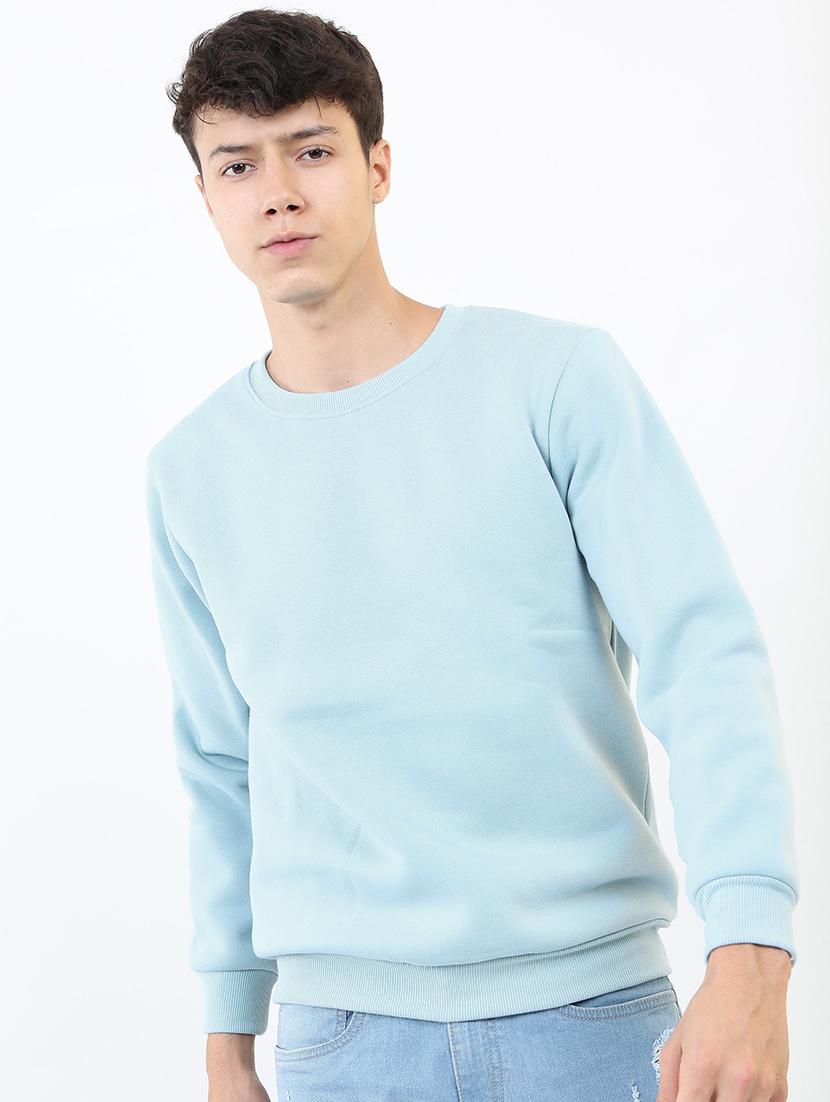men solid round neck pullover sweatshirt - 21375032 -  Zoom Image - 0