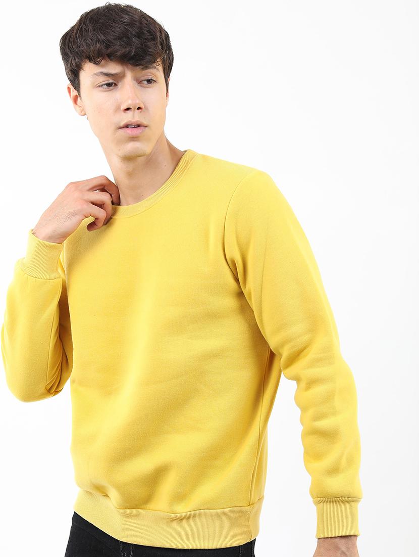 men solid round neck pullover sweatshirt - 21375033 - Zoom Image - 0