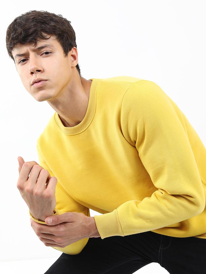 men solid round neck pullover sweatshirt - 21375033 - Standard Image - 3