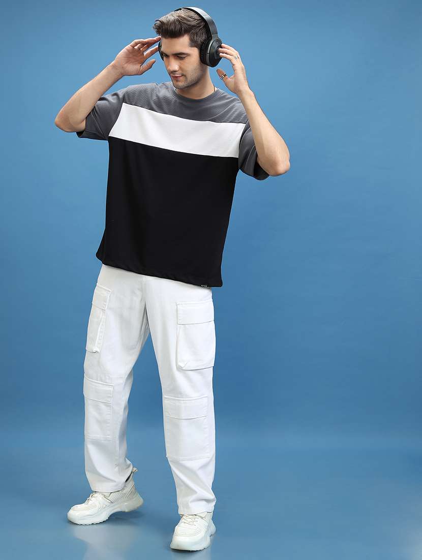 men color block round neck oversized t-shirt - 21375053 -  Standard Image - 3