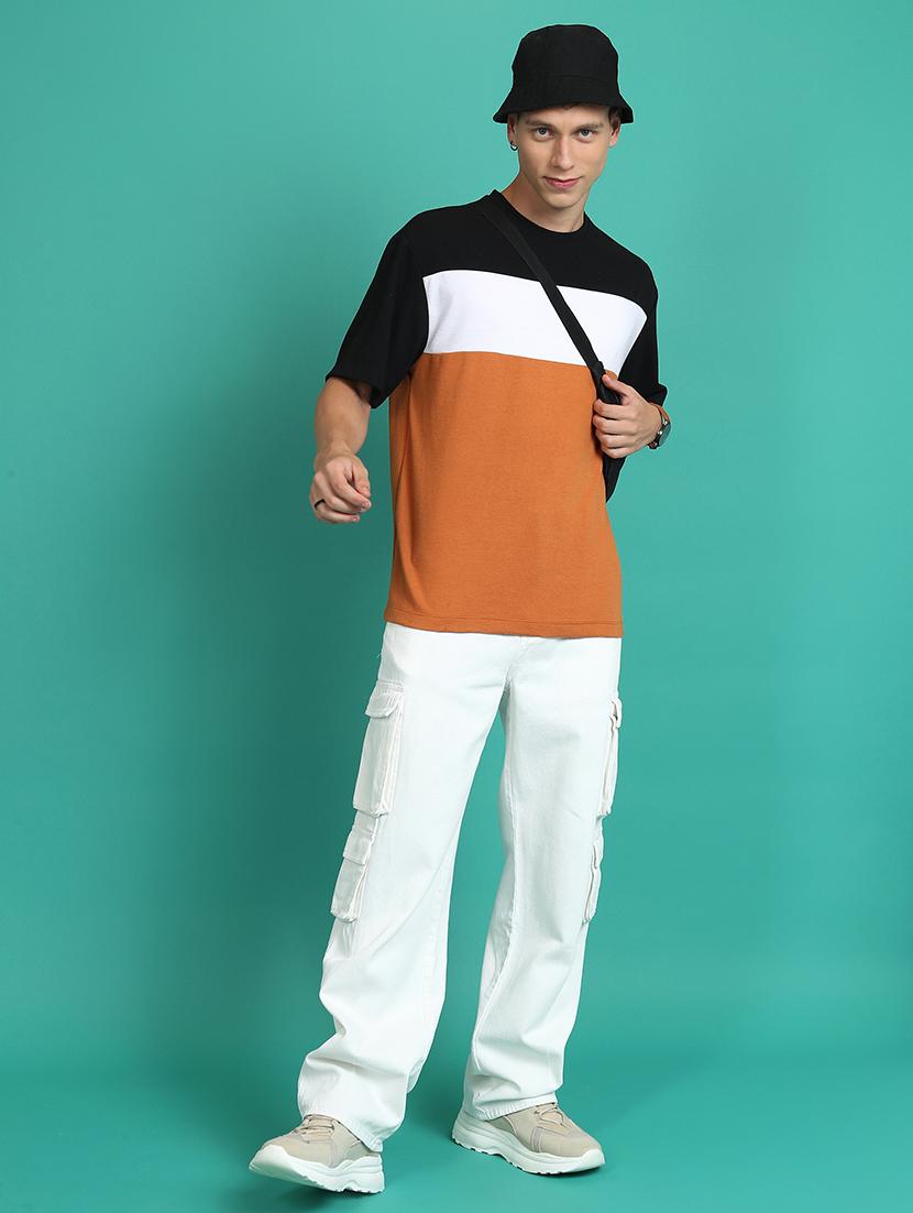 men color block round neck oversized t-shirt - 21375055 - Standard Image - 3