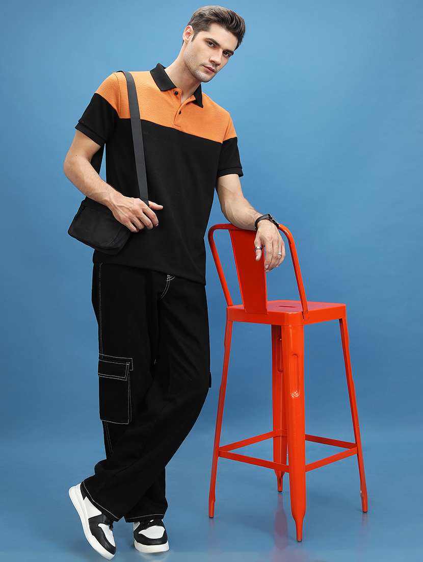 men color block polo t-shirt - 21375063 -  Standard Image - 3