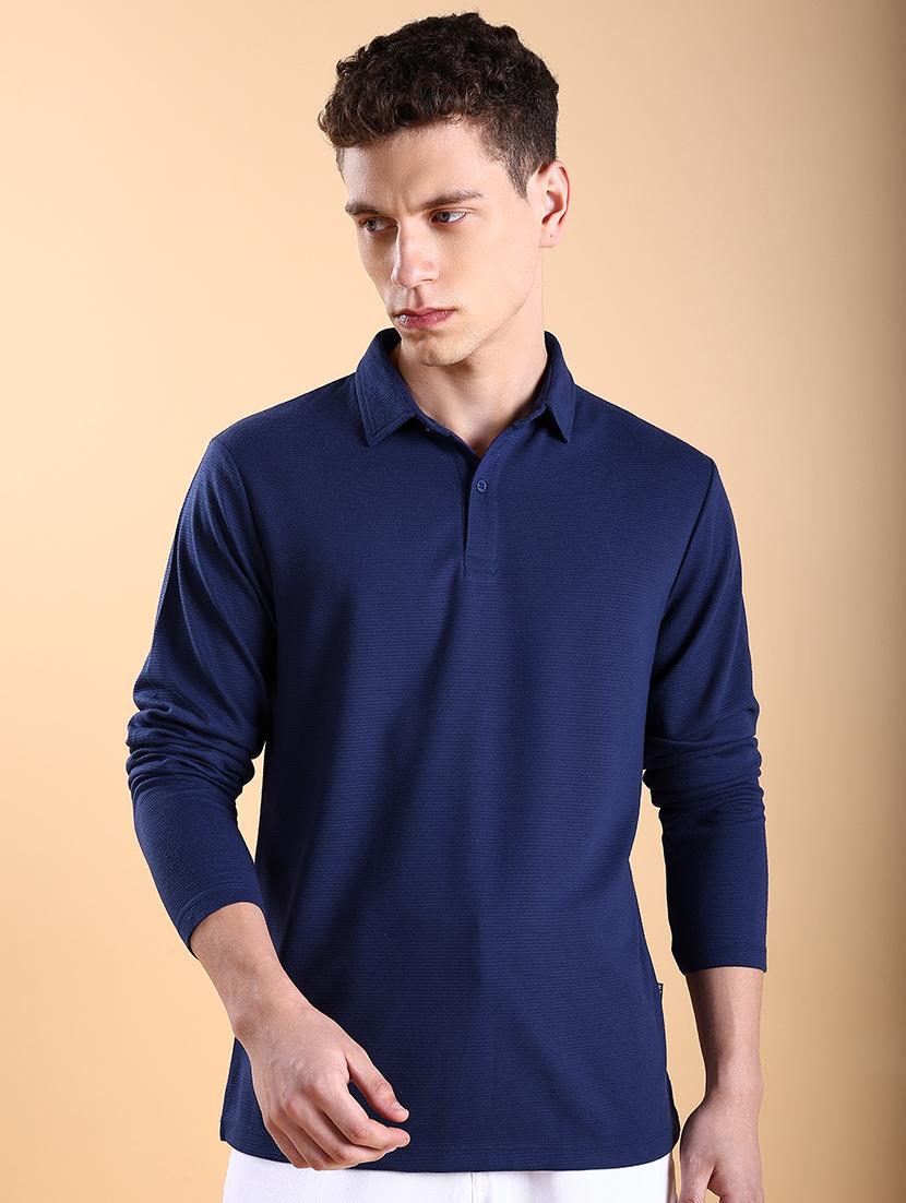 men plain long sleeve polo t-shirt
