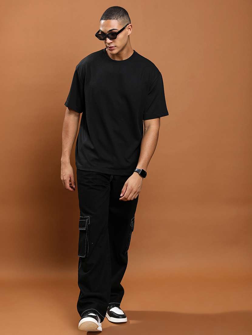 men solid round neck oversized t-shirt - 21375108 -  Standard Image - 3