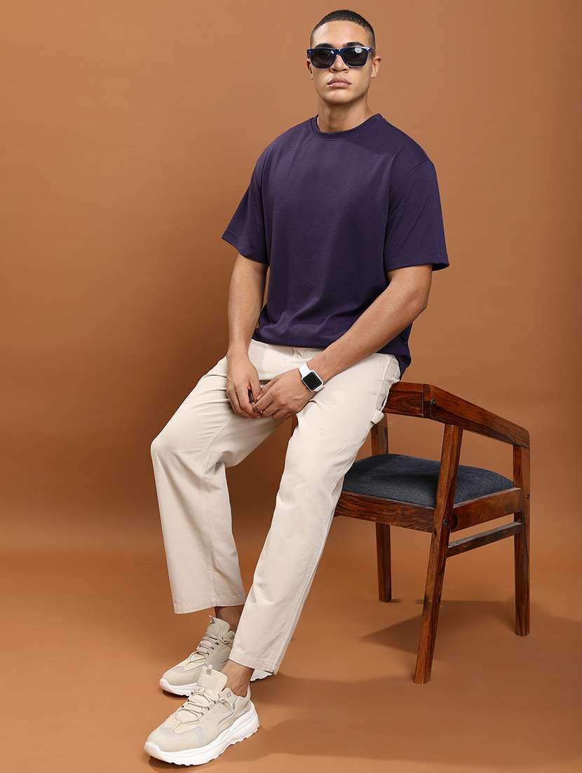 men solid round neck oversized t-shirt - 21375111 -  Standard Image - 3