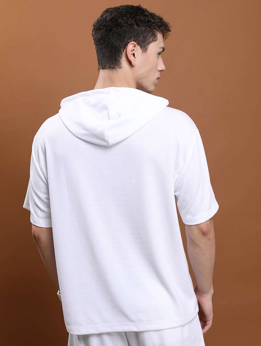 men solid hood neck oversized t-shirt - 21375121 -  Standard Image - 3