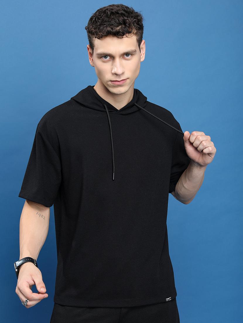 men solid hood neck oversized t-shirt - 21375122 - Zoom Image - 0