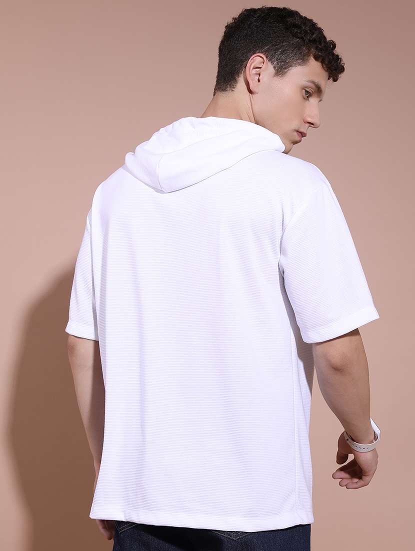 men solid hood neck oversized t-shirt - 21375128 -  Standard Image - 3