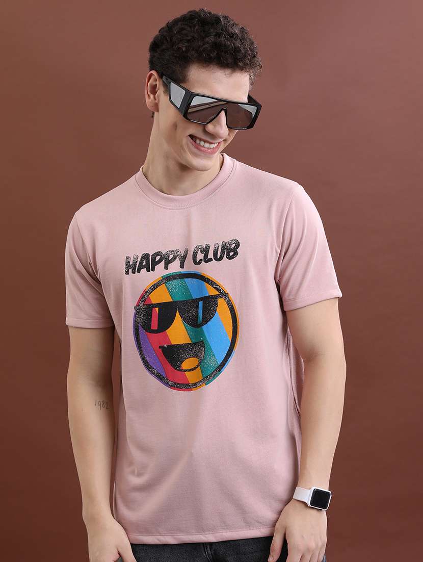 men front print round neck t-shirt