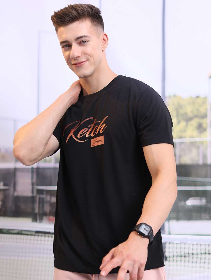 men printed round neck oversized t-shirt