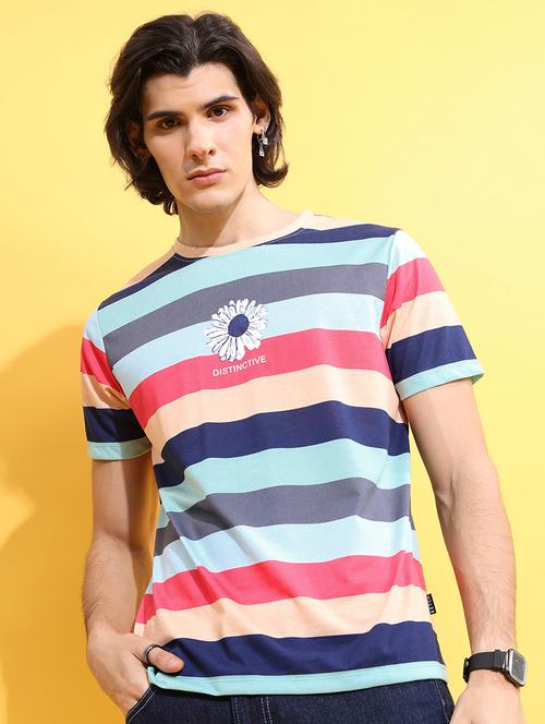 men striped round neck t-shirt - 21375175 - Standard Image - 0