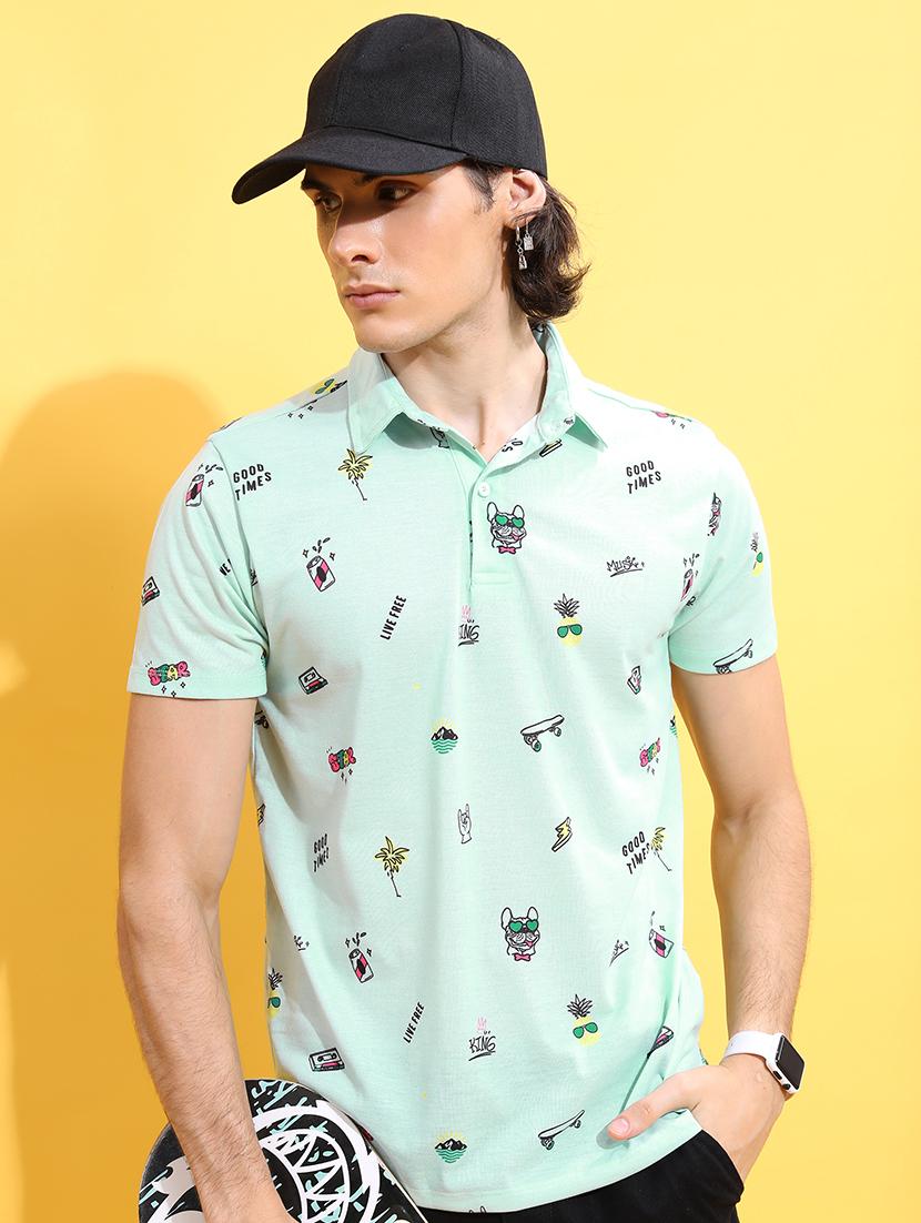 men printed polo t-shirt - 21375180 - Zoom Image - 0