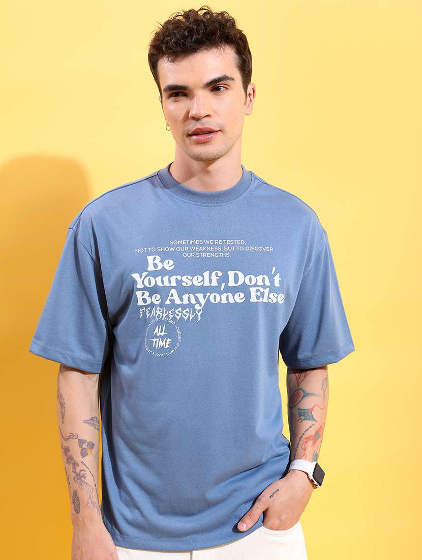 men printed round neck oversized t-shirt
