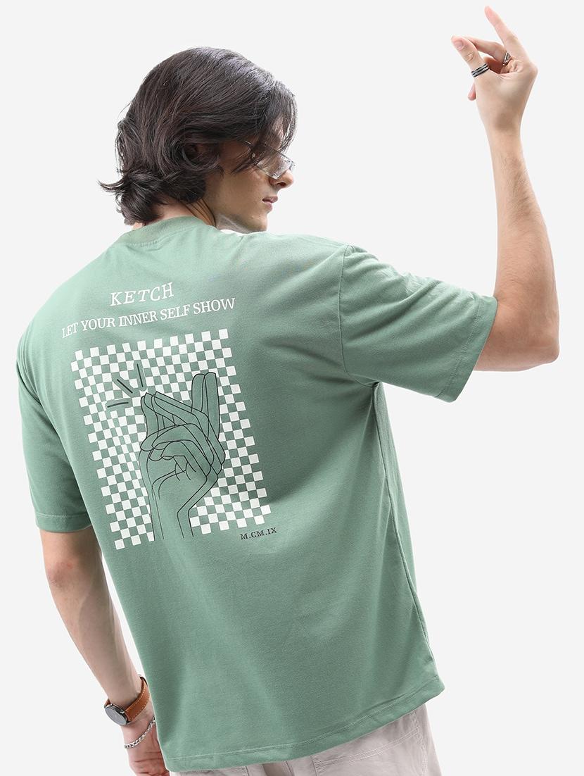 men round neck back print t-shirt - 21375207 -  Zoom Image - 0
