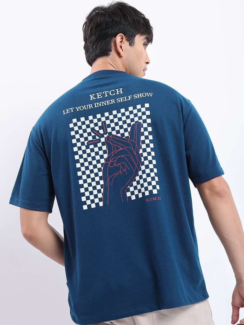 men back print oversized t-shirt