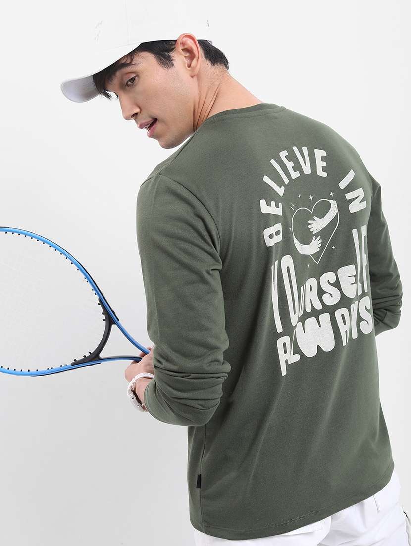 men back print cotton t-shirt