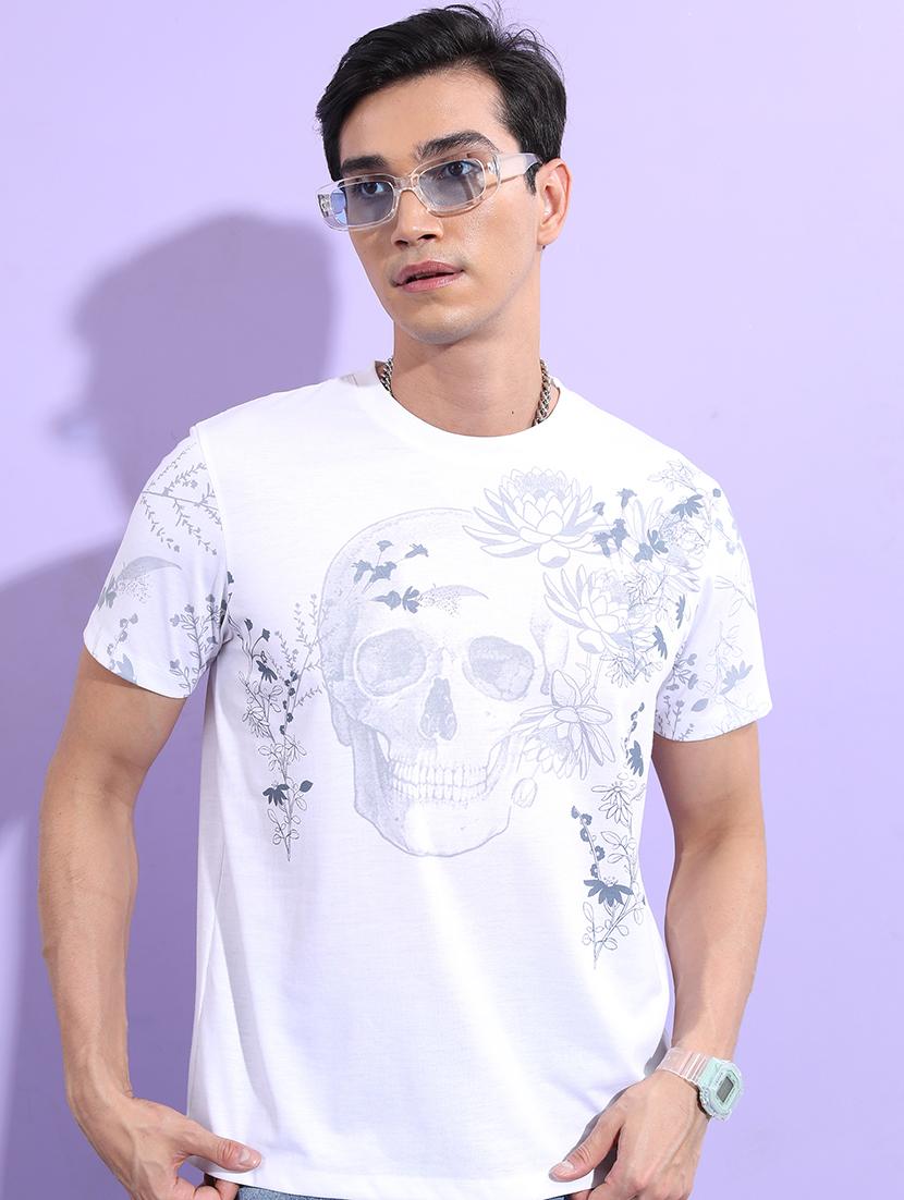 men front print round neck t-shirt - 21375255 - Zoom Image - 0