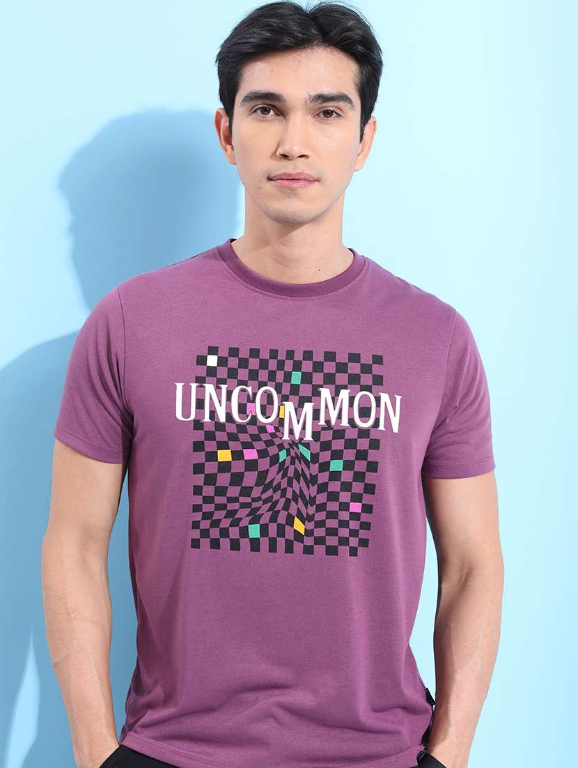 men front print round neck t-shirt