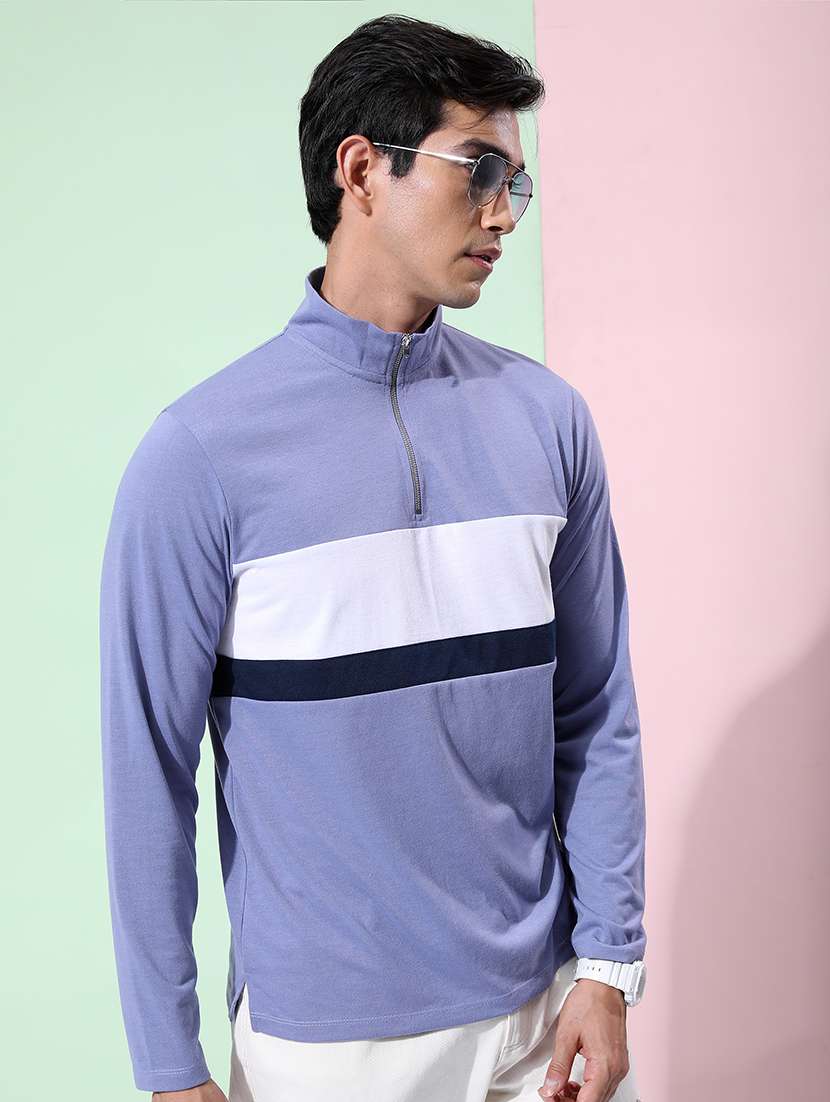 men color block long sleeve t-shirt - 21375288 -  Zoom Image - 0