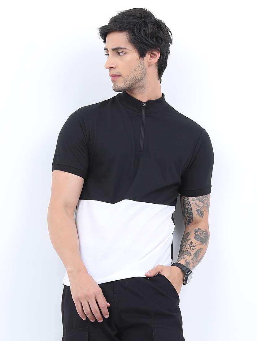 men color block mock neck t-shirt - 21375339 - Zoom Image - 0