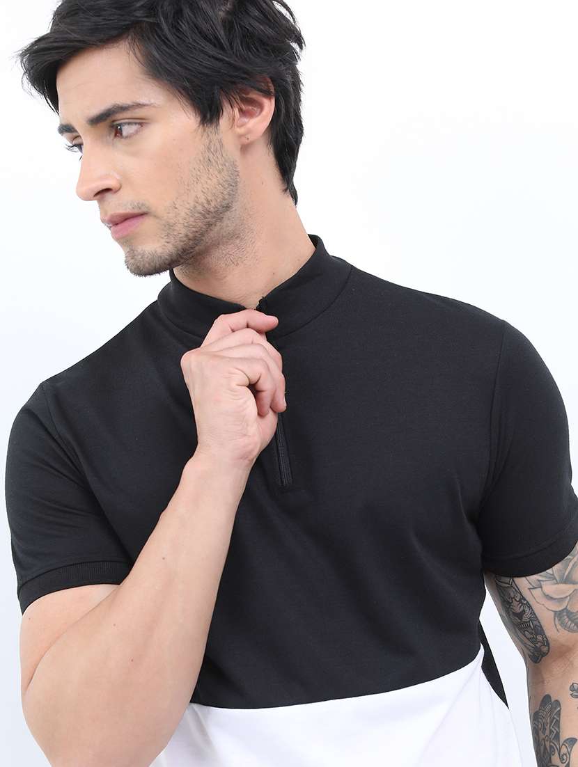 men color block mock neck t-shirt - 21375339 - Standard Image - 3