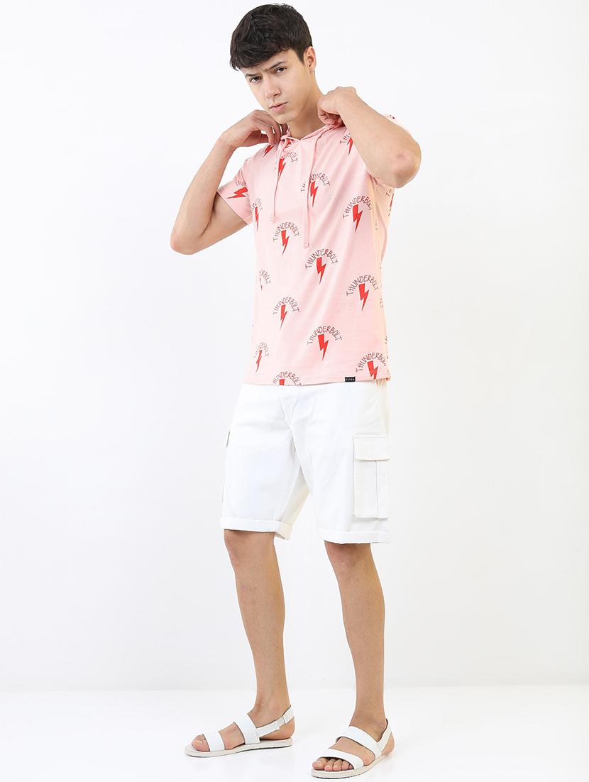 men hood neck short sleeves t-shirt - 21375349 - Standard Image - 3