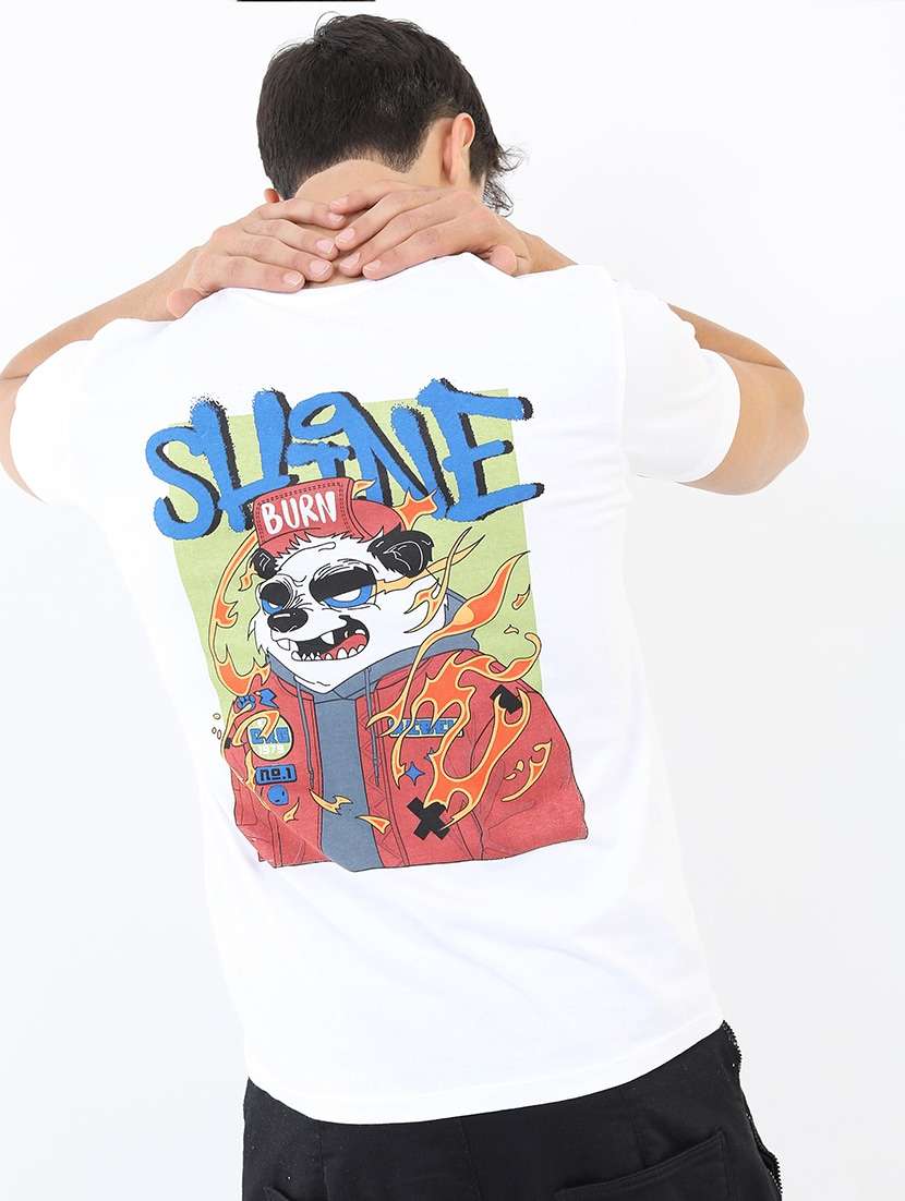 men back print cotton t-shirt