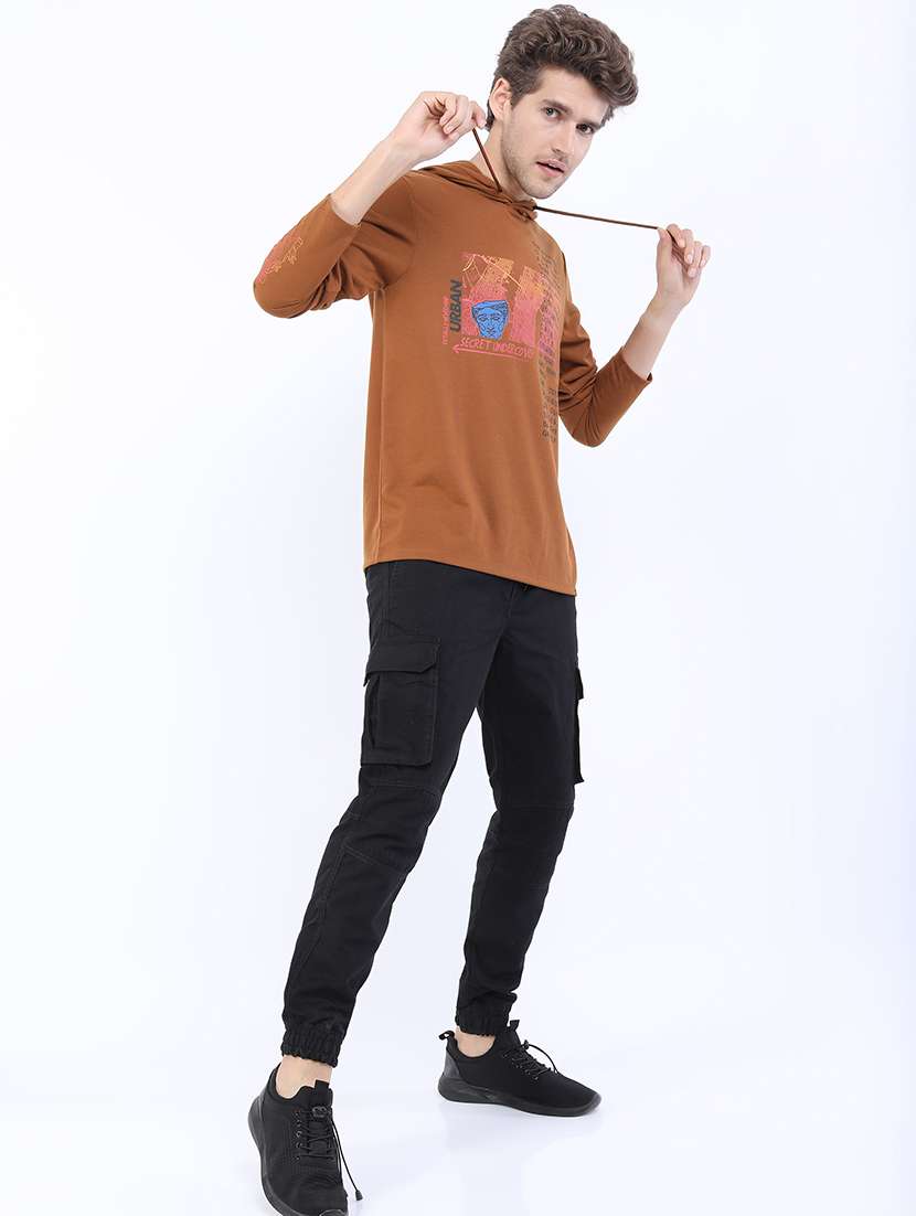 men hooded neck long sleeve t-shirt - 21375388 -  Standard Image - 3